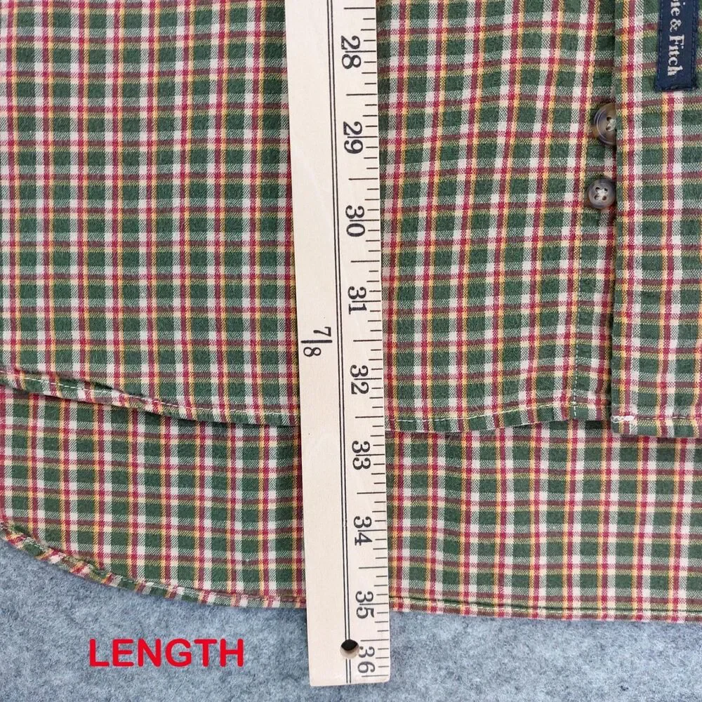 Abercrombie & Fitch Plaid Button Down Shirt XL Green Red Cotton Vintage Outdoors - Picture 5 of 10